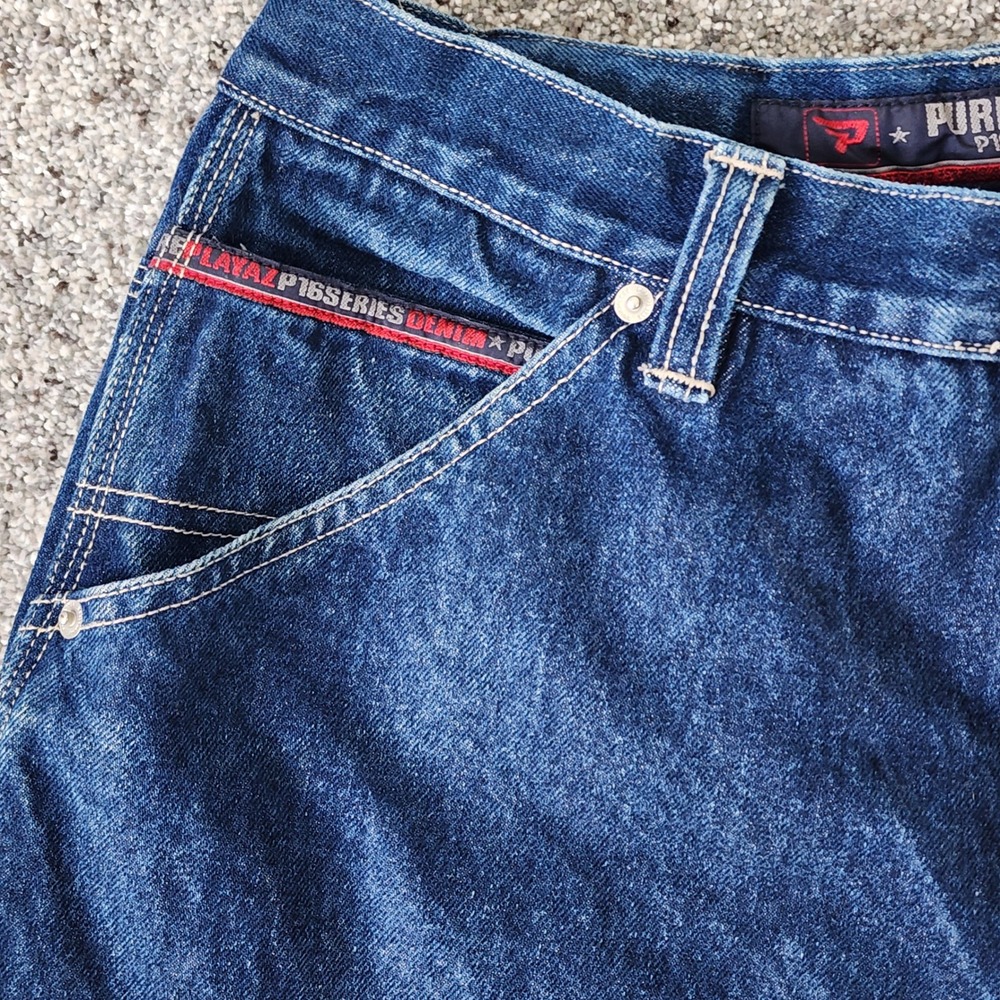 Pure Playaz Carpenter Jeans Mens 34x32 Baggy Y2K P18‎ Series Wide Leg Denim GUC - Picture 4 of 16